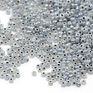 (Repacking Service Available) Glass Seed Beads, Ceylon, Round, Dark Gray, 12/0, 2mm, Hole: 1mm, about 12g/bag(SEED-C020-2mm-149)