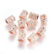 Alloy Beads, Column, Rose Gold, 9x6.5~7mm, Hole: 3.5mm(PALLOY-L214-80RG-AAA)