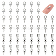 90Pcs 3 Style Stainless Steel Peg Bails Pendants, Cup Peg Bails, For Half Drilled Beads, Stainless Steel Color, 7~12x4mm, Pin: 0.7~1mm, Hole: 1.5~5.5x1.5~2.5mm, 30Pcs/style(STAS-UN0054-54)