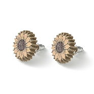 Poplar Wood Stud Earrings, with 316 Surgical Stainless Steel Pin, Flower, 14.5mm(EJEW-G376-01D)