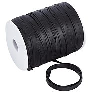 Polyester Satin Ribbon, Cheongsam Hemming Ribbon, Flat, Black, 3/8 inch(10mm), about 87.49 Yards(80m)/Roll(SRIB-WH0007-09B)