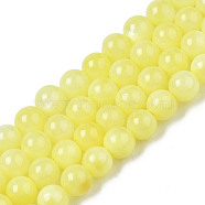 Natural Freshwater Shell Beads Strands, Dyed, Round, Yellow, 2.5mm, Hole: 0.5mm, about 122~136pcs/strand, 14.57 inch~15.63 inch(37cm~39.7cm)(BSHE-T009A-01H)