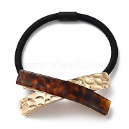 Rubber String Hair Ties, with Cellulose Acetate & Alloy Splice Bowknot, for Woman Girls, Coconut Brown, 3.5mm, Inner Diameter: 50mm(OHAR-D009-01B)