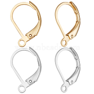 100Pcs 2 Style 304 Stainless Steel Leverback Earring Findings, with Horizontal Loops, Real 24K Gold Plated & Stainless Steel Color, 15~15.5x10x1.5mm, Hole: 1.5mm, 50Pcs/style(STAS-BBC0002-57)