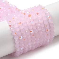 Imitation Jade Glass Beads Strands, Faceted, Round, Pearl Pink, 4mm, Hole: 0.8mm, about 87~93pcs/strand, 32~33cm(X-EGLA-A035-J4mm-L02)