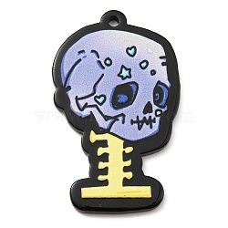 Acrylic Pendants, Skulls Theme, Skull, 4.4x2.7x0.25cm, Hole: 2mm(OACR-B010-01)