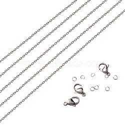 DIY 304 Stainless Steel Cable Chains Necklace Making Kits, Including 2m Chains, Lobster Claw Clasps & Jump Rings, Stainless Steel Color, 2x1.8x0.3mm.  2m(DIY-SZ0001-80P)