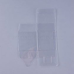 Transparent Plastic PVC Box Gift Packaging, Waterproof Folding Box, Square, Clear, 21.4x14x0.1cm, Box: 7x7x7cm(CON-WH0060-01B)