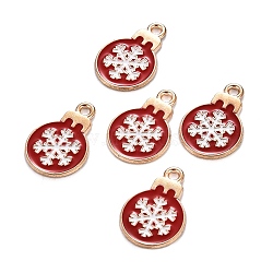 Christmas Alloy Enamel Pendants, Golden, Snowflake, 19x13x1.5mm, Hole: 1.6mm(X-ENAM-D047-17G-03)