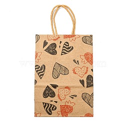 Valentine's Day Rectangle Paper Gift Bags, Portable Kraft Paper Tote Shopping Bag, with Paper Handles, Heart, 29.5cm(ABAG-C006-01C)