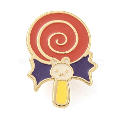 Halloween Theme Golden Alloy Brooches, Enamel Pins, Candy, 29x20.5x1.5mm(JEWB-Z023-01D)