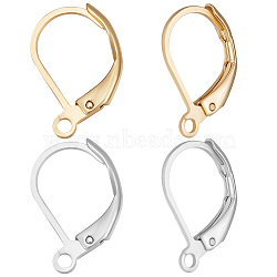 100Pcs 2 Style 304 Stainless Steel Leverback Earring Findings, with Horizontal Loops, Real 24K Gold Plated & Stainless Steel Color, 15~15.5x10x1.5mm, Hole: 1.5mm, 50Pcs/style(STAS-BBC0002-57)