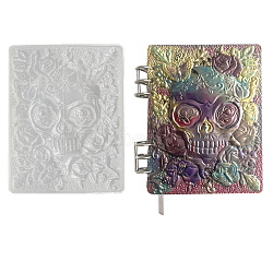 Silicone Skull & Rose & Butterfly Pattern Binder Notebook Cover Molds, Portrait Sculpture Resin Casting Molds, for UV Resin, Epoxy Resin Craft Making, White, 218x159x10mm(OFST-PW0014-57)