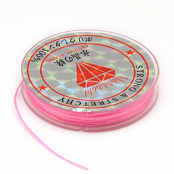 Flat Elastic Crystal String, String Cord Crystal Threads, Pearl Pink, 0.8mm, about 10.93 yards(10m)/roll