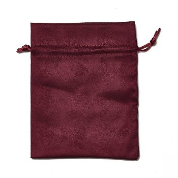Velvet Cloth Drawstring Bags, Jewelry Bags, Christmas Party Wedding Candy Gift Bags, Rectangle, Dark Red, 16x12cm