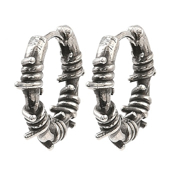 316 Surgical Stainless Steel Hoop Earrings, Antique Silver, 16.5x19x3mm