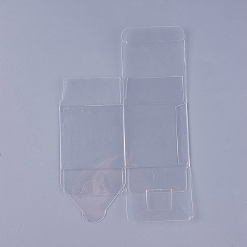 Transparent Plastic PVC Box Gift Packaging, Waterproof Folding Box, Square, Clear, 21.4x14x0.1cm, Box: 7x7x7cm