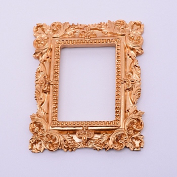 Retro Photo Frames, Resin Gold Flower Frames, Small Family Photo Holders, for Pictures Embossed Photo Props Wall Decor Accessories, Rectangle, Goldenrod, 98x81.5x9.5mm