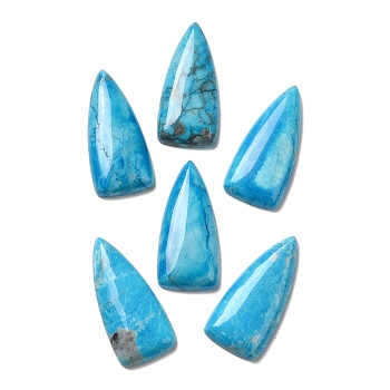 Natural Howlite Cabochons, Dyed, Triangle, 40~40.5x18.5x6~6.5mm
