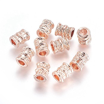 Alloy Beads, Column, Rose Gold, 9x6.5~7mm, Hole: 3.5mm