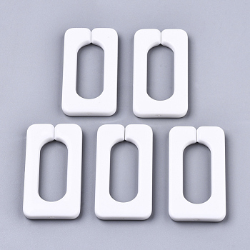 Opaque Acrylic Linking Rings, Quick Link Connectors, for Cross Chains Making, Rectangle, White, 43.5x23x4.5mm, Inner Diameter: 30x12mm, about 147pcs/500g