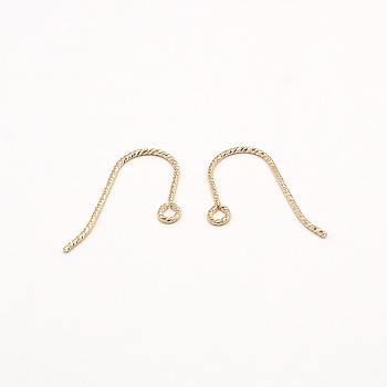 Non-Tarnish Yellow Gold Filled Earring Hooks, with Horizontal Loop, 1/20 14K Gold Filled, Cadmium Free & Nickel Free & Lead Free, 17x12mm, Hole: 1mm, 21 Gauge, Pin: 0.7mm