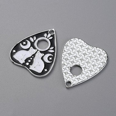 Platinum Black Cat Shape Alloy+Enamel Pendants