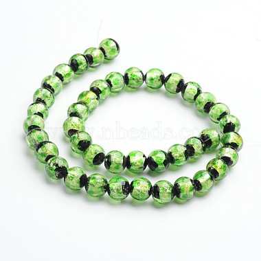 Glow in the Dark Luminous Style Handmade Silver Foil Glass Round Beads(FOIL-I006-8mm-03)-2