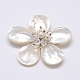 Natural White Shell Mother of Pearl Shell Flower Big Pendants(SSHEL-J032MS-11)-1