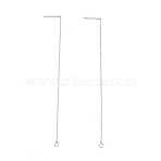 Non-Tarnish 304 Stainless Steel Stud Earring Finding, with Ring, Ear Thread, Stainless Steel Color, 100~109x0.7x0.25mm, Hole: 1.7mm, Pin: 0.7mm(X-STAS-E161-06P)
