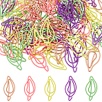 100Pcs 5 Colors Iron Paper Clip, Leaf, Mixed Color, 38x17.5x2mm, 20pcs/color(FIND-FH0016-77)