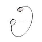 304 Stainless Steel Cuff Blank Bangle Bases with Flat Round Trays, Non-Tarnish, Stainless Steel Color, Tray: 12mm, 0.2~1.4cm, Inner Diameter: 2-1/4 inch(5.6cm)~2-1/2 inch(6.45cm)(STAS-D381-01A-P)