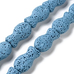 Fish Dyed Natural Lava Rock Beads Strands, Light Sky Blue, 21.5x12x6mm, Hole: 1.6mm, about 19pcs/strand, 16.14''(41cm)(G-O126-01A-01)