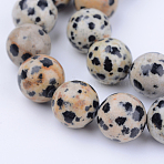 Natural Dalmatian Jasper Beads Strands, Round, 4~4.5mm, Hole: 0.8mm, about 85~88pcs/strand, 15 inch(X-G-Q462-4mm-30)