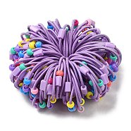 Colorful Nylon Elastic Hair Ties for Girls Kids, with Plastic Beads, Medium Purple, 2mm, Inner Diameter: 32mm(MRMJ-P017-01A)