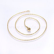 304 Stainless Steel Cable Chains Necklaces, with Lobster Claw Clasps, Golden, 16.5 inch(42cm), 1.6mm(NJEW-F221-08G)