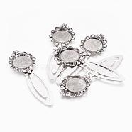 Tibetan Style Bookmark Cabochon Settings, Cadmium Free & Lead Free, Antique Silver, Tray: 20mm, 83x28x4mm(TIBE-S169-AS-NR)