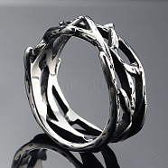 304 Stainless Steel Finger Rings, Vintage Branch Thorn Crown, Stainless Steel Color, US Size 8(18.1mm)(FS-WG2B888-02)