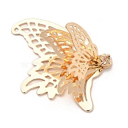 Brass Pendants, with Rhinestone, Butterfly Charm, Light Gold, 31x29x11mm, Hole: 0.9mm(KK-H454-11KCG)