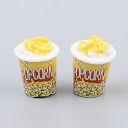 Resin Beads, with Stickers, No Hole/Undrilled, Popcorn, Imitation Food, Yellow, 24x18mm(X-CRES-N026-23)