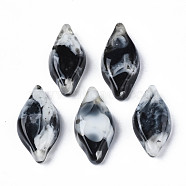 Acrylic Beads, Imitation Gemstone Style, Rhombus, Black, 30.5~32.5x16~18x9.5mm, Hole: 1.8mm(OACR-S038-016)