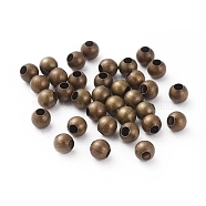 Brass Spacer Beads, Seamless Round Beads, Antique Bronze Color, about 4mm in diameter, hole: 1.8mm(J0K2G052)
