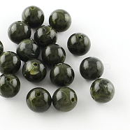Round Imitation Gemstone Acrylic Beads, Dark Olive Green, 6mm, Hole: 1.5mm, about 4100pcs/500g(OACR-R029-6mm-20)