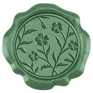 50Pcs Adhesive Wax Seal Stickers, Envelope Seal Decoration, For Craft Scrapbook DIY Gift, Sea Green, Flower, 30mm(DIY-CA0006-16M)