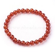 Natural Carnelian(Dyed) Beads Stretch Bracelets, Dyed & Heated, Round, Graed A, 1-7/8 inch~2-1/8 inch(4.9~5.3cm), Beads: 6~7mm(BJEW-F380-01-A10)