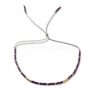 Glass Seed Beaded Slider Bracelet, Adjustable Bracelet, Brown, No Size(JA6389-5)
