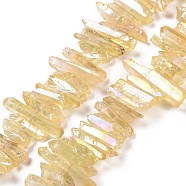 Natural Quartz Crystal Points Beads Strands, Dyed, Nuggets, Champagne Yellow, 15~30x4~8x4~7mm, Hole: 1mm, 8 inch(G-K181-B27)