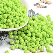 Imitation Jade Glass Seed Beads, Luster, Baking Paint, Round, Green Yellow, 5.5x3.5mm, Hole: 1.5mm(SEED-Z001-A-B02)