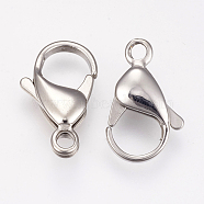 304 Stainless Steel Lobster Claw Clasps, Parrot Trigger Clasps, Stainless Steel Color, 19x12x5mm, Hole: 2mm(STAS-O114-057P-B)
