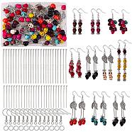 DIY Leaf Dangle Earring Making Kit, Including Synthetic Turquoise Beads, Brass Earring Hooks, Alloy Pendants, Mixed Color, 256pcs/box(DIY-SZ0008-05)